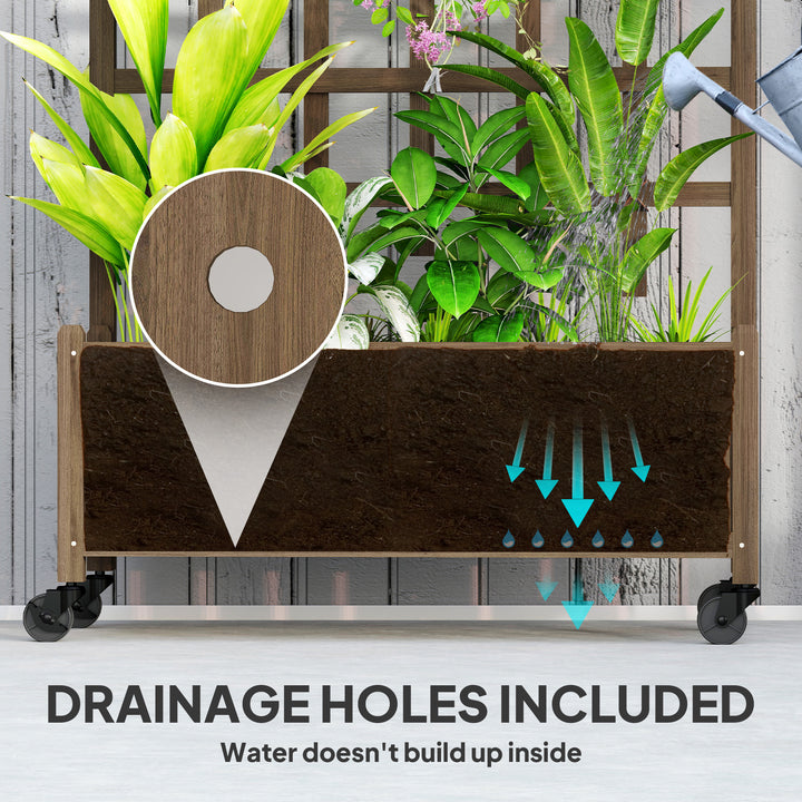 Wooden Trellis Planter, Raised Garden Bed with Wheels, to Climb and Grow Vegetables, Herbs and Flowers, Brown