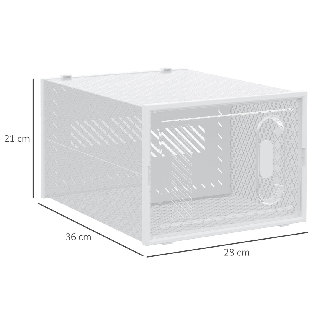 18PCS Clear Shoe Box, Plastic Stackable Shoe Storage Box for UK/EU Size up to 12/46 with Magnetic Door for Women/Men, 28 x 36 x 21 cm