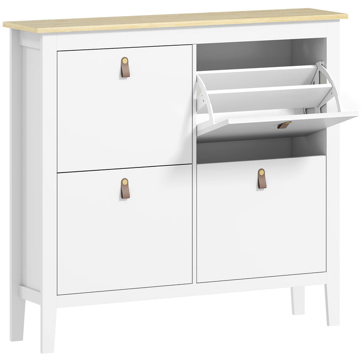 Modern Four-Drawer Shoe Cabinet - White