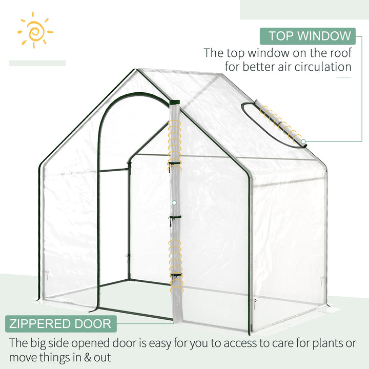 Walk In Tomato Greenhouse Garden Outdoor Mini Greenhouse Flower Planter Steel Frame with Zipped Door & Window, PVC Cover, 180 x 100 x 168CM, Clear