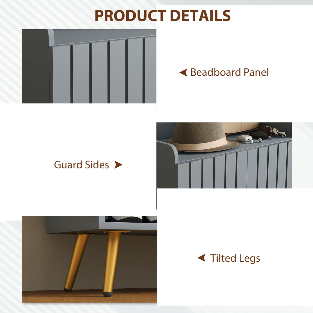 Modern Shoe Cabinet with 2 Doors, Open Shelf and Adjustable Shelves, 15 Pair Hallway Shoe Cupboard, Entryway Storage Unit, Light Grey