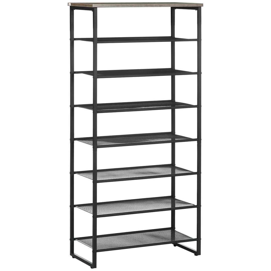 8-Tier Shoe Rack, Shoe Storage Organizer with Mesh Shelves, Free Standing Shoe Shelf Stand for 21-24 Pairs of Shoes for Entryway, Hallway, Closet, Grey