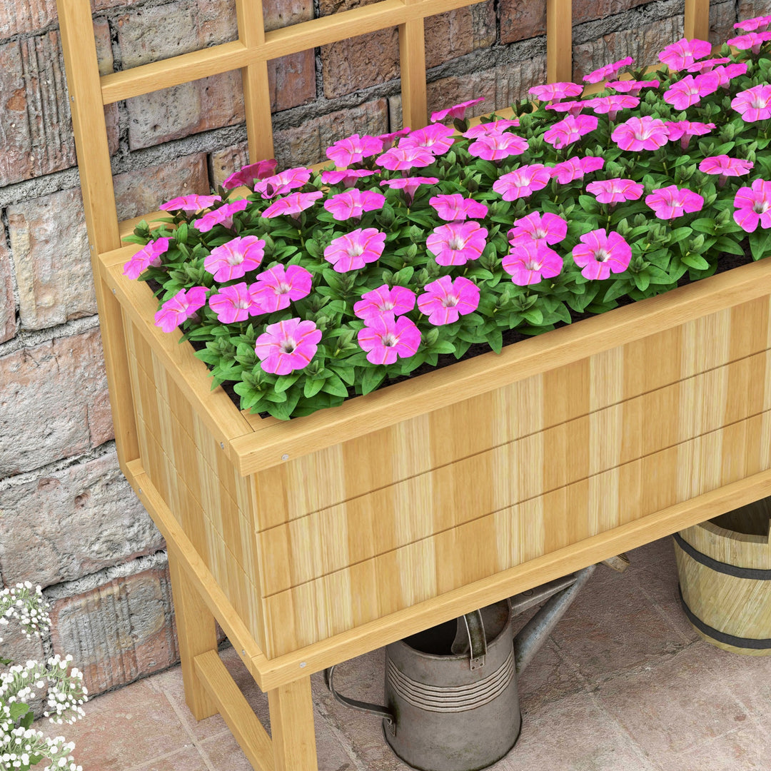 45 x 105cm Wooden Garden Planter, with Trellis - Natural