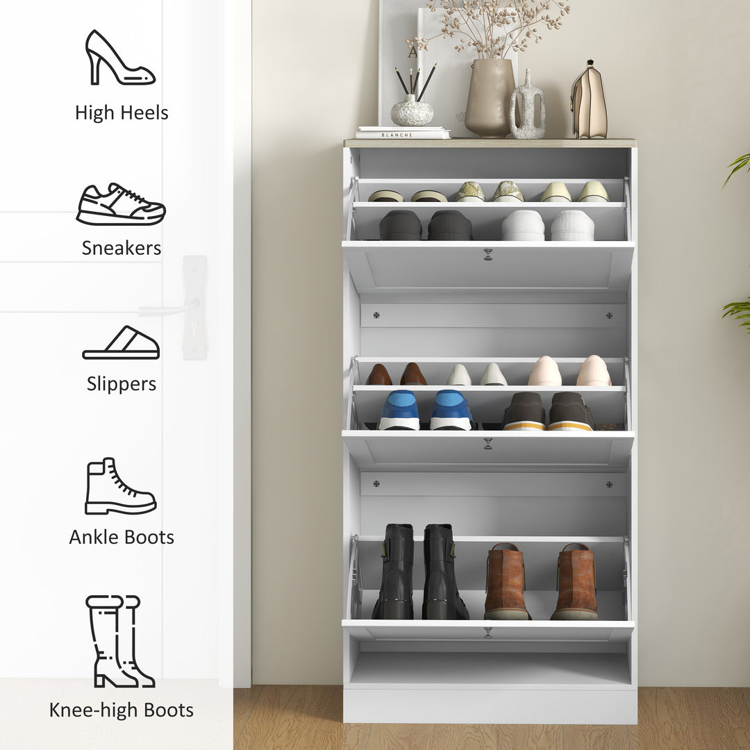 Modern Compact Three-Drawer Shoe Storage Cabinet - White