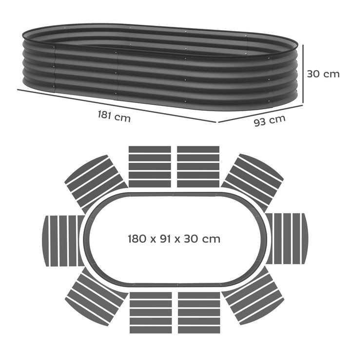 Set of Two 181 x 93cm Steel Planters - Dark Grey