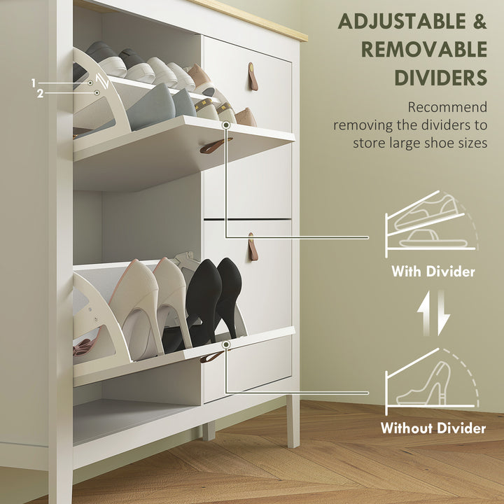 Modern Four-Drawer Shoe Cabinet - White