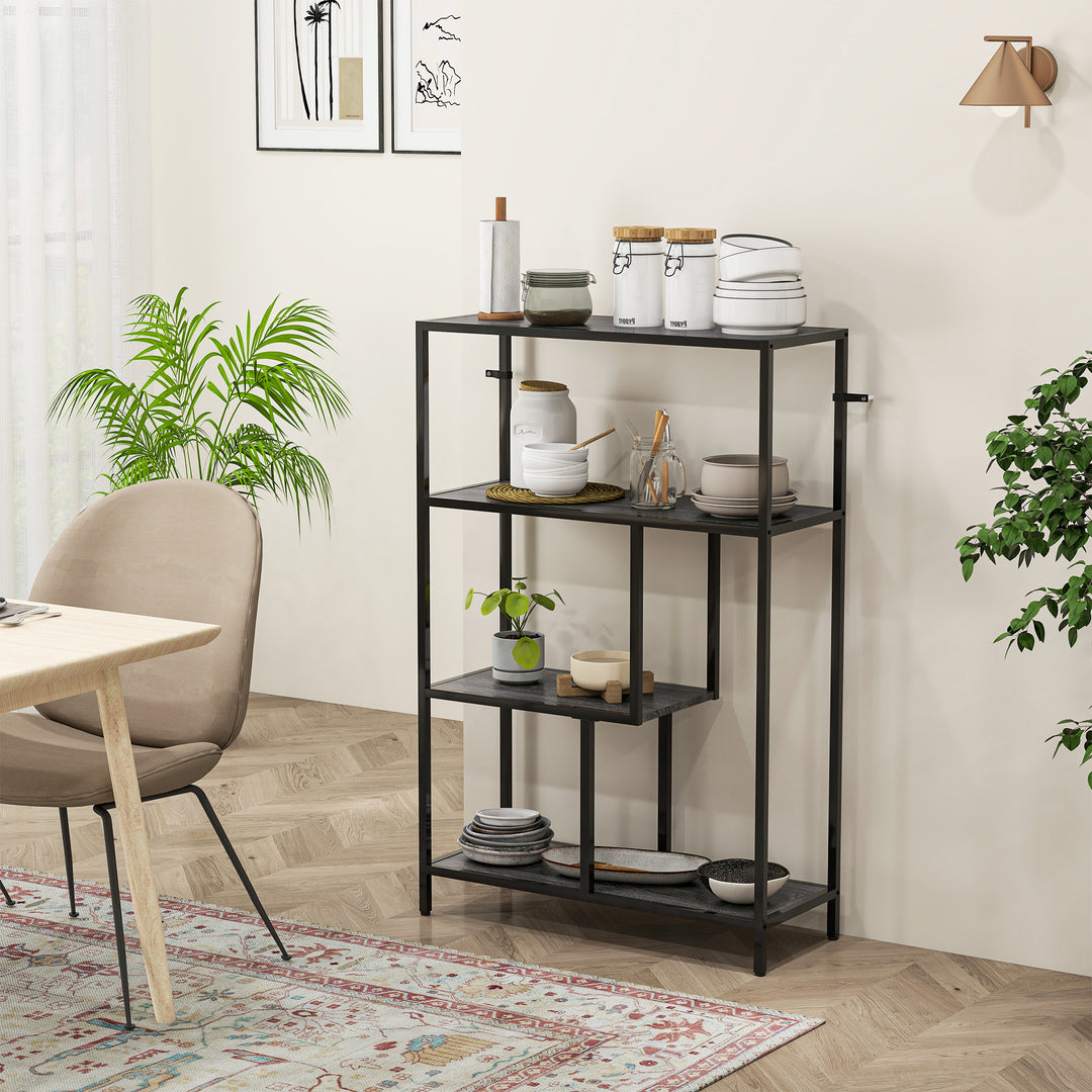 4-Tier Bookshelf with Open Shelves - Charcoal Grey