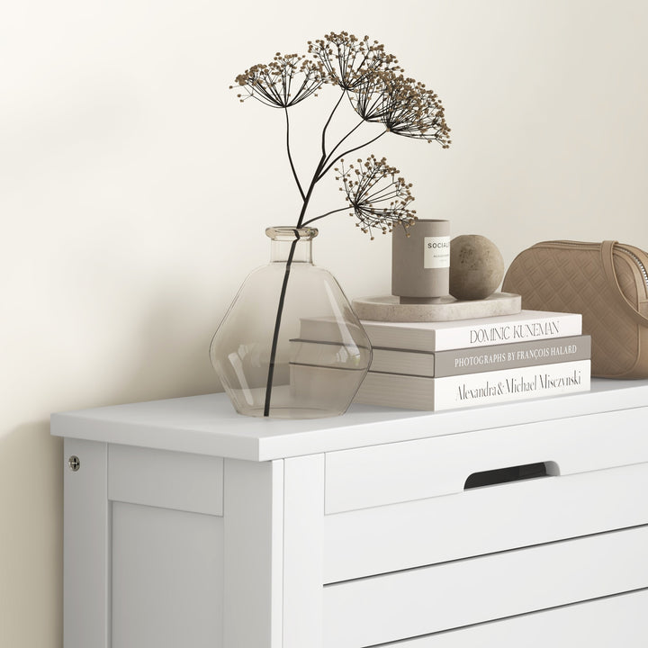 Narrow Shoe Cabinet with 3 Flip Drawers - White