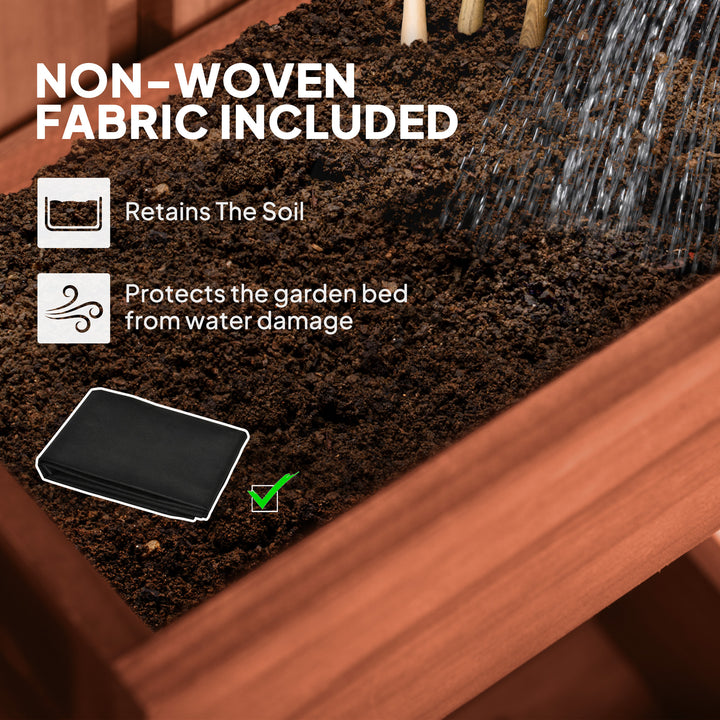 Wall-mounted Wooden Garden Planters with Trellis, Drainage Holes and 3 Planter Boxes for Patio, Brown