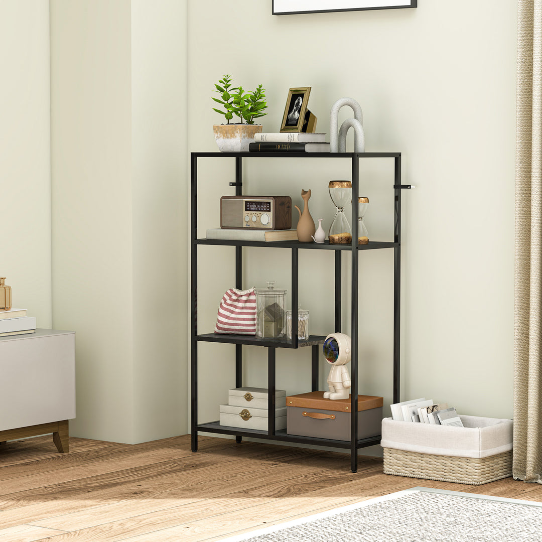 4-Tier Bookshelf with Open Shelves - Charcoal Grey