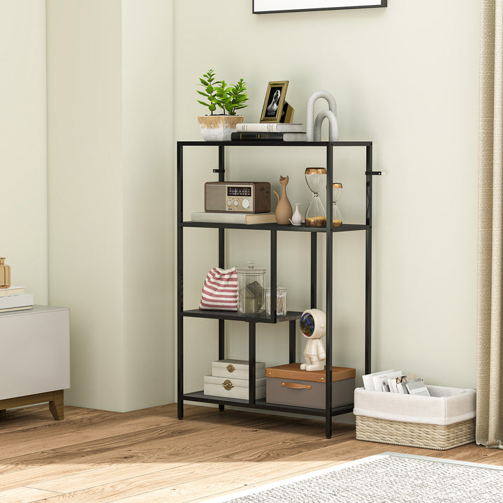 4-Tier Bookshelf with Open Shelves - Charcoal Grey