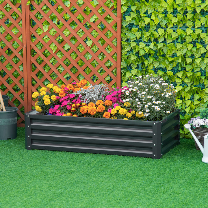MCL Raised Beds for Garden, Galvanized Outdoor Planters, for Herbs and Vegetables, Use for Patio, Backyard, Balcony, Grey