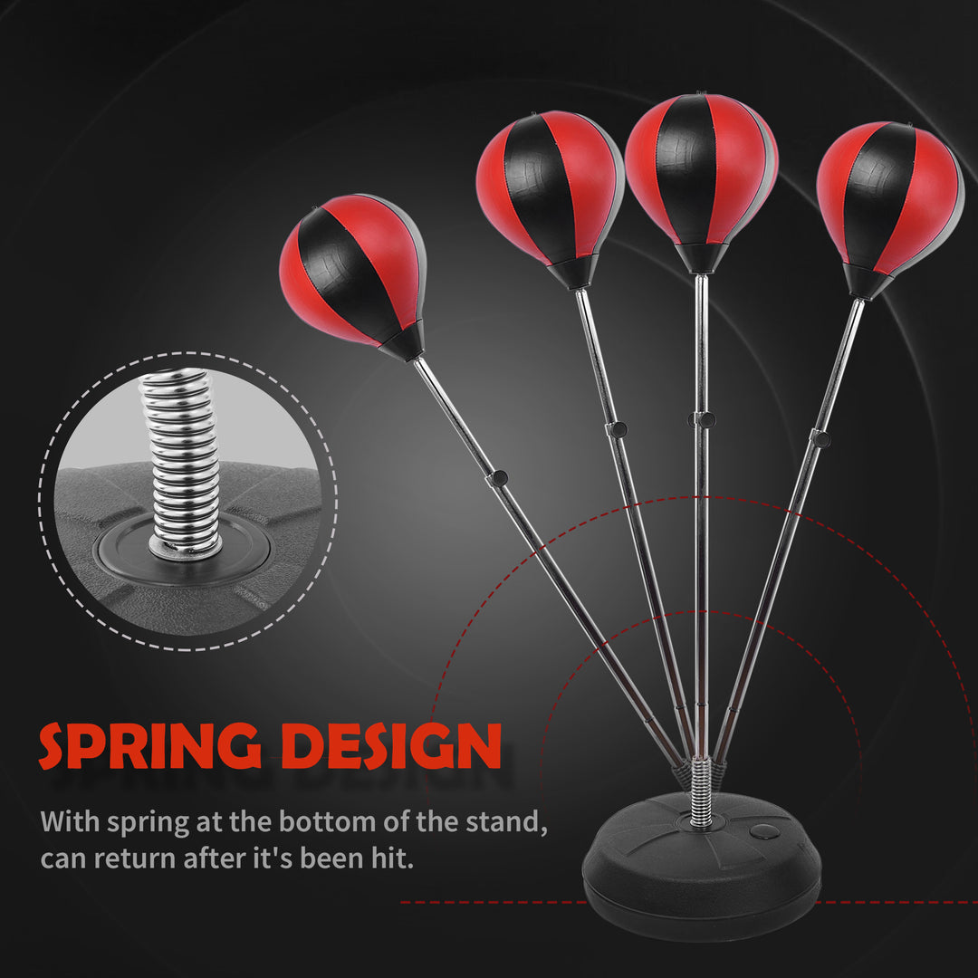 Training Boxing Punch Ball Set 125-145H x Φ43cm with Gloves Air Pump, 4-Position Adjustable Height Freestanding Boxing Speed Ball for Teenagers Exercise Training