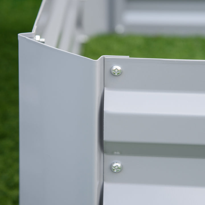 Set of 2 291L Raised Garden Bed, Elevated Galvanised Planter Box for Flowers, Herbs, 100x100x30cm, Grey