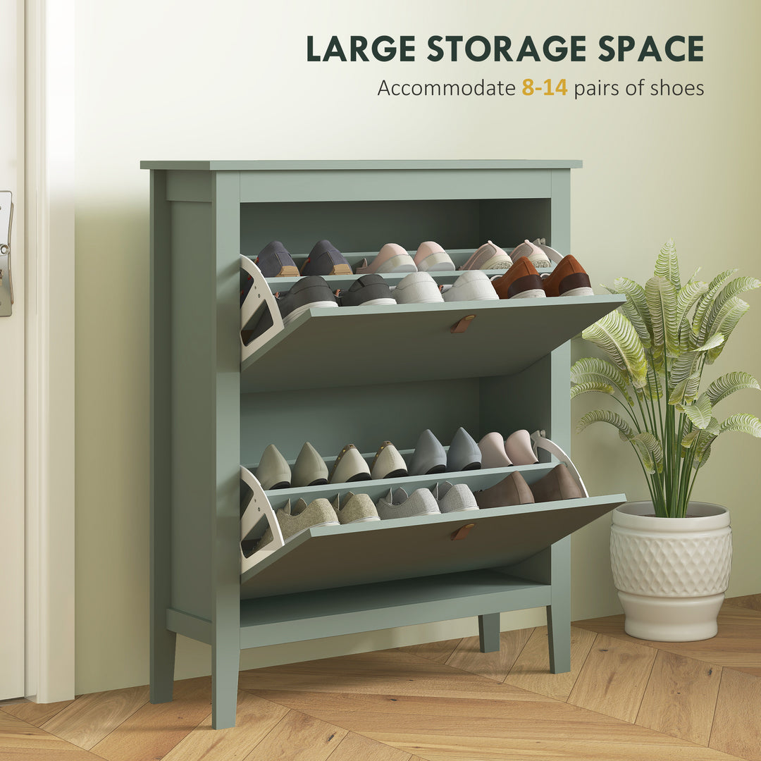 Modern Two-Drawer Shoe Cabinet - Green