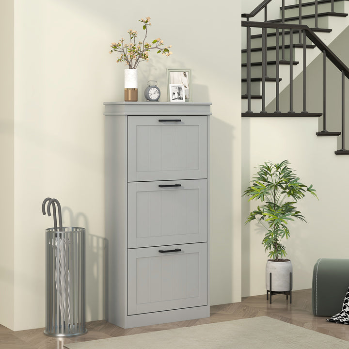 MCL Three-Drawer Minimalistic Shoe Cabinet - Grey