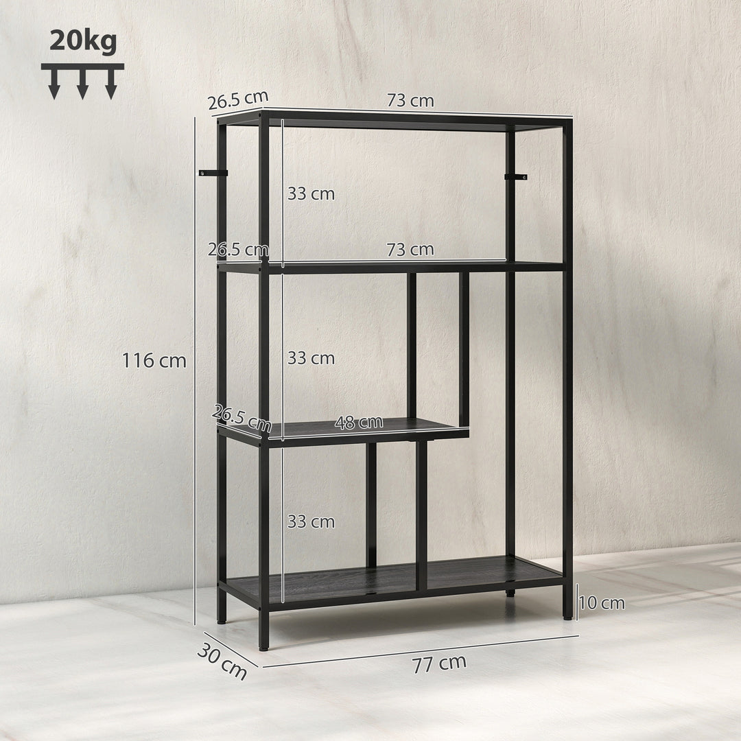 4-Tier Bookshelf with Open Shelves - Charcoal Grey