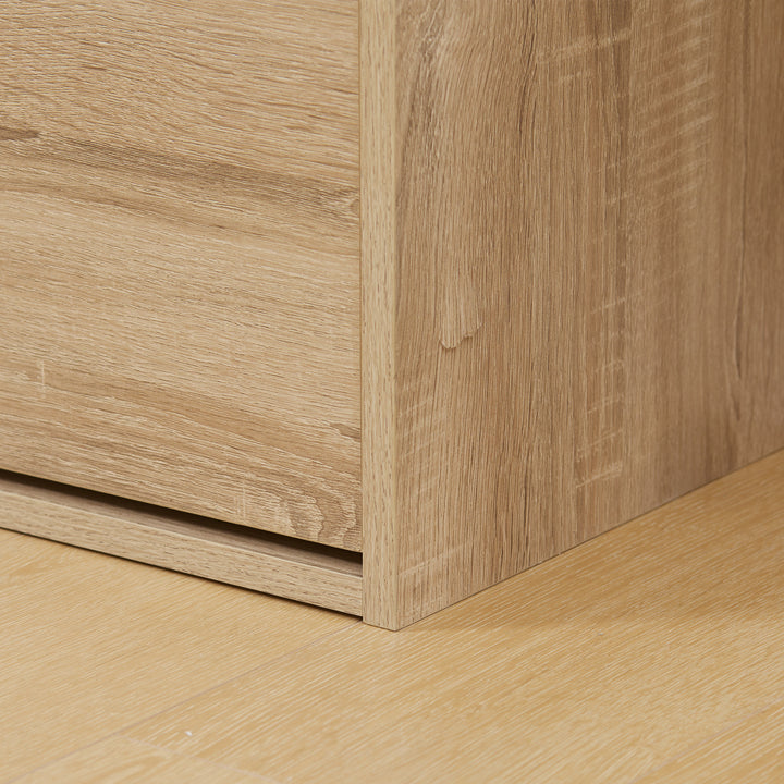 MCL Shoe Bench with Cushion for 4 Pair of Shoes, Storage Bench with Padded Seat, Flip-up Cabinet and Hidden Space for Entryway, Natural