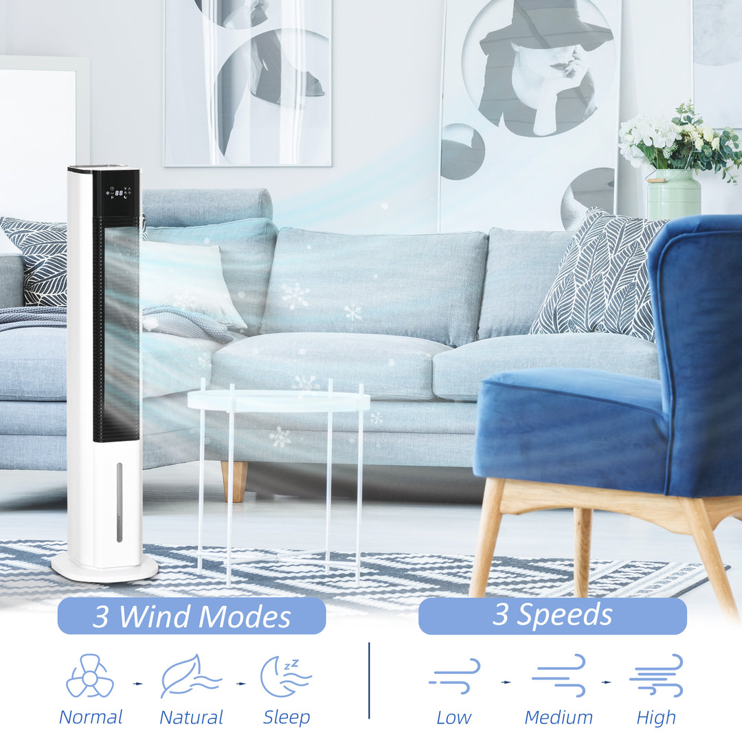 Portable Air Cooler, 6L Tank Humidifier Evaporative Ice Cooling Fan Water Conditioner Unit with 3 Modes, 3 Speed, Remote, Timer, Oscillating for Home Bedroom, White