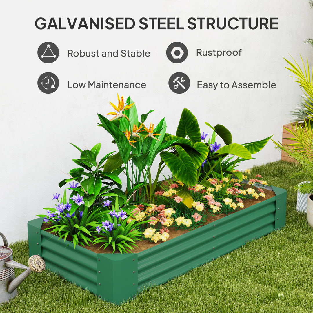 180 x 90cm Galvanised Steel Open Planter - Green