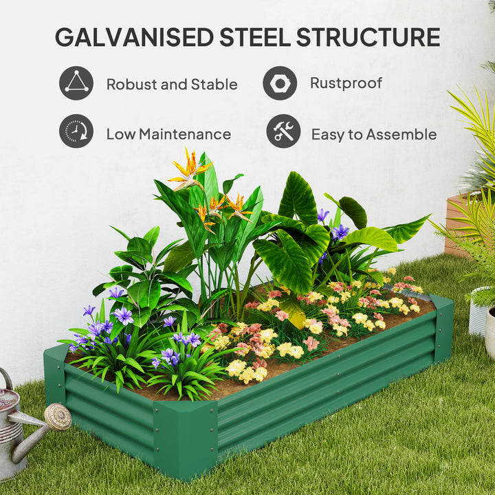 180 x 90cm Galvanised Steel Open Planter - Green