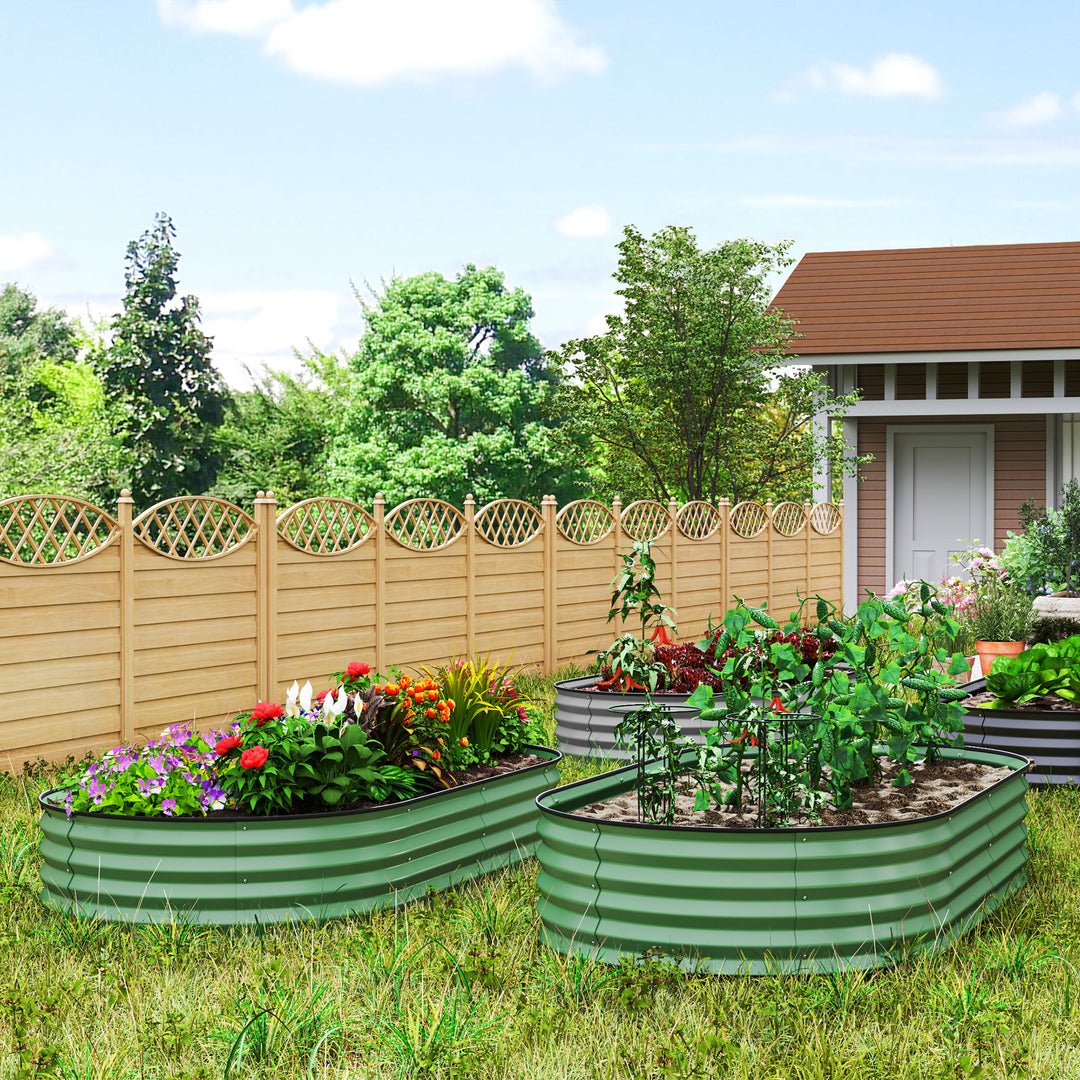 Set of Two 181 x 93cm Steel Planters - Green