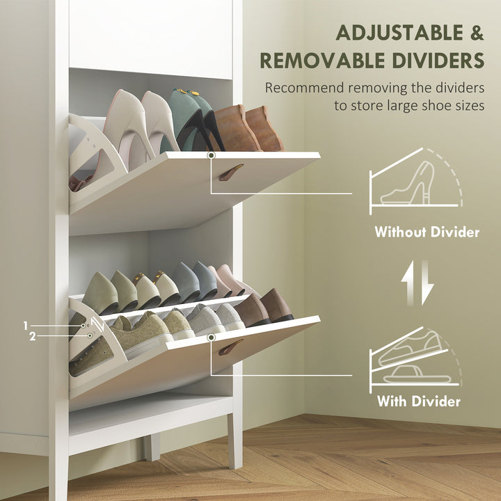 Modern Three-Drawer Shoe Cabinet - White