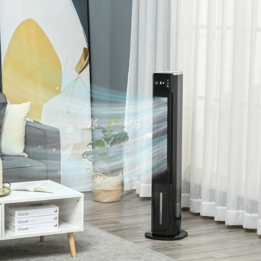 Nine Setting Tower Fan Humidifier, with Ice Boxes - Black