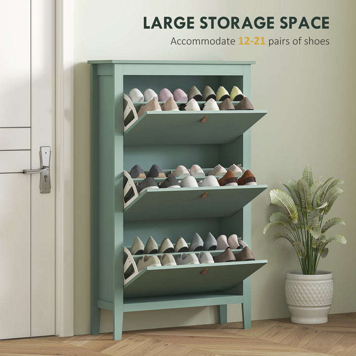 Modern Three-Drawer Shoe Cabinet - Green
