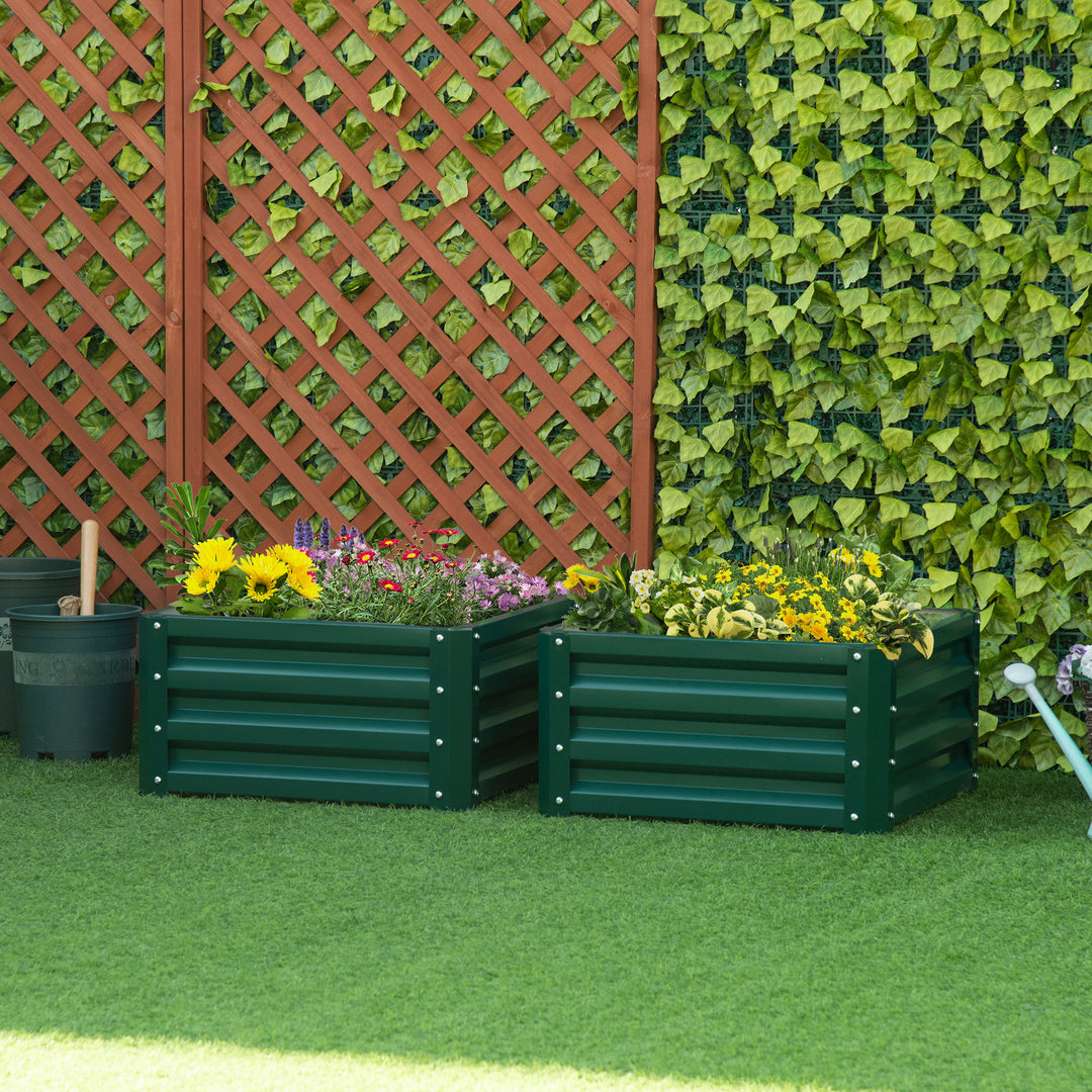 Set of Two 60 x 60cm Steel Planter Boxes - Green