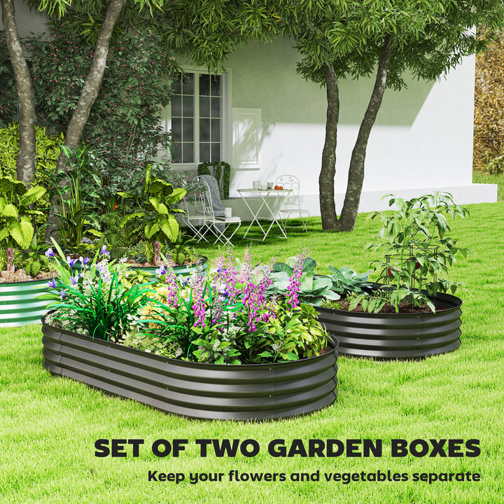 Set of Two 181 x 93cm Steel Planters - Dark Grey