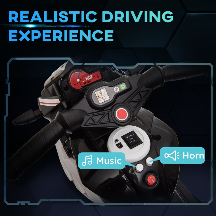 Kids Electric Motorcycle Ride-On Toy, with Three Wheels, Music, Horn, Lights