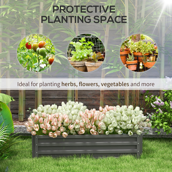 Rectangle Raised Garden Bed Box with Weatherized Steel Frame for Vegetables, Flowers, & Herbs, 120 cm x 60 cm x 30.5 cm, Light Grey