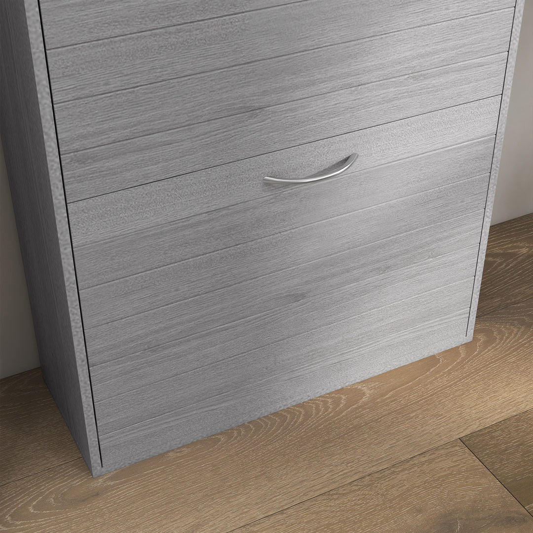 12-Shoe Flip Drawer Storage Cabinet - Grey Wood-Effect