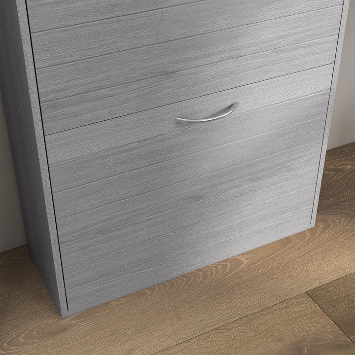 12-Shoe Flip Drawer Storage Cabinet - Grey Wood-Effect