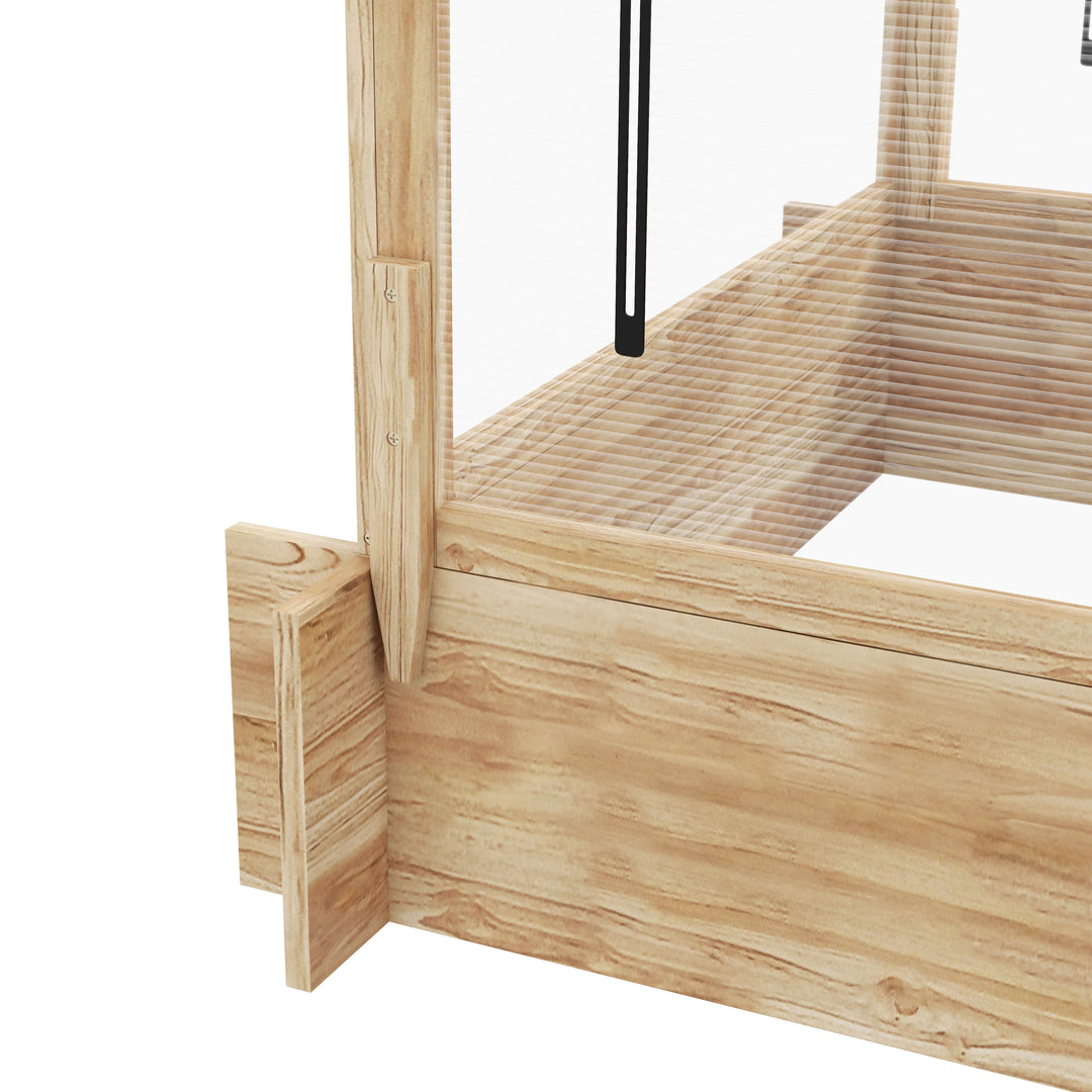 2-In-1 Wooden Greenhouse Planter Box - Natural