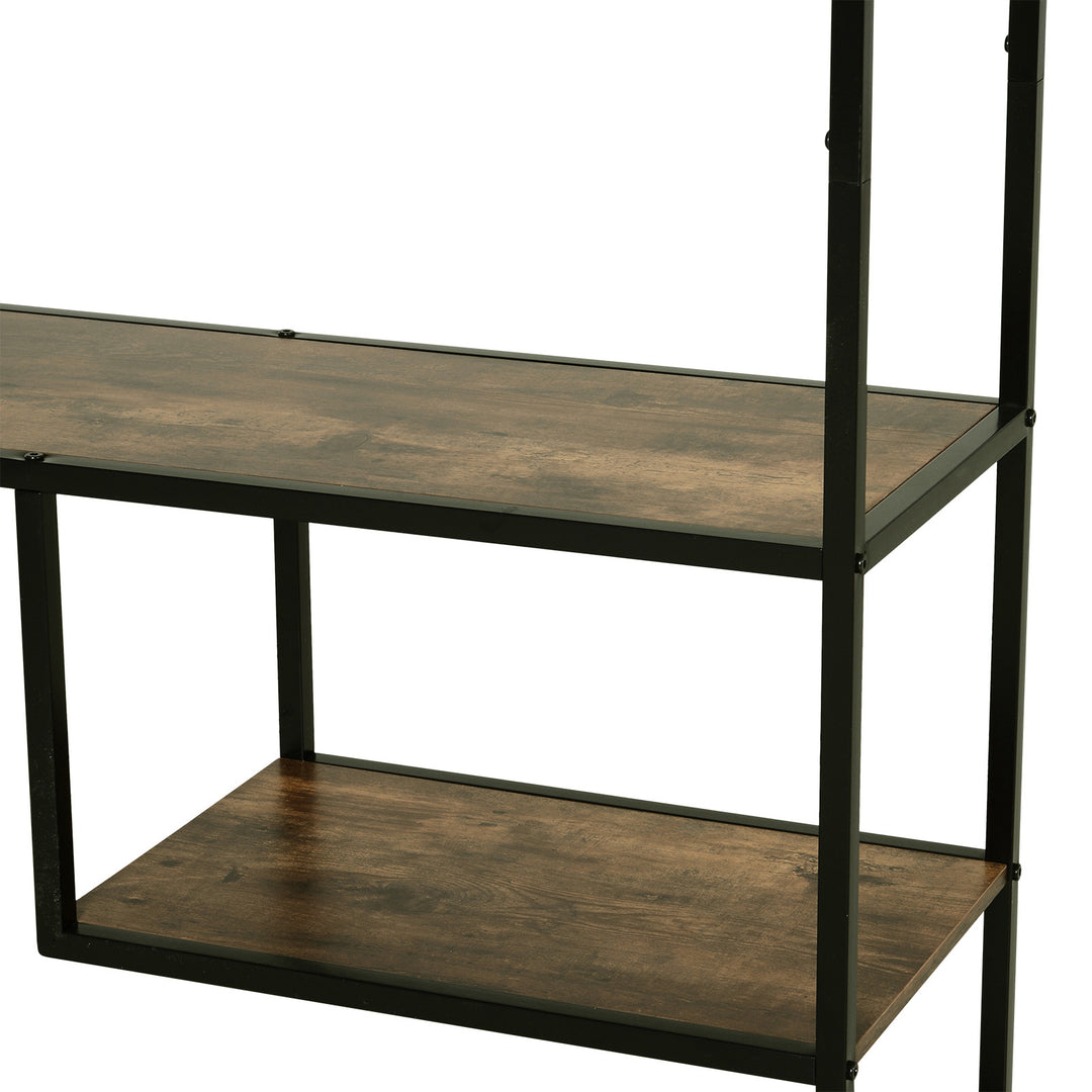 6 Tier Bookcase, Industrial Tall Shelf Unit with Steel Frame for Home Office, Study, Living Room, Hallway, 82 x 33.5 x 175 cm, Rustic Brown and Black