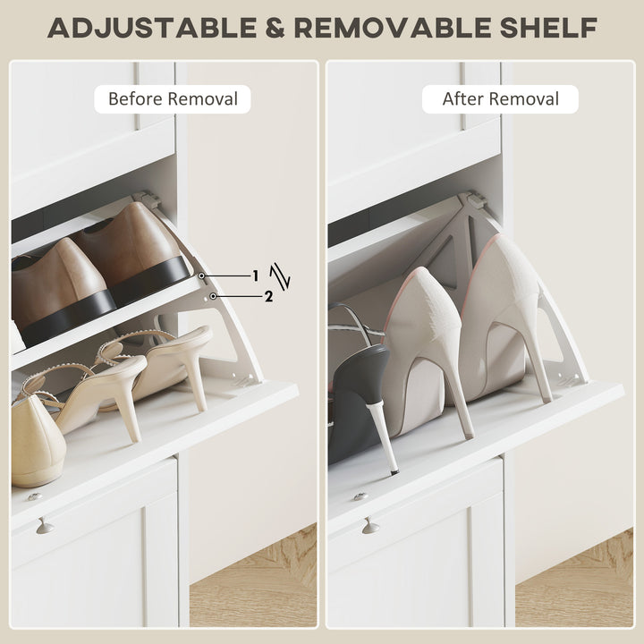 Modern Compact Three-Drawer Shoe Storage Cabinet - White