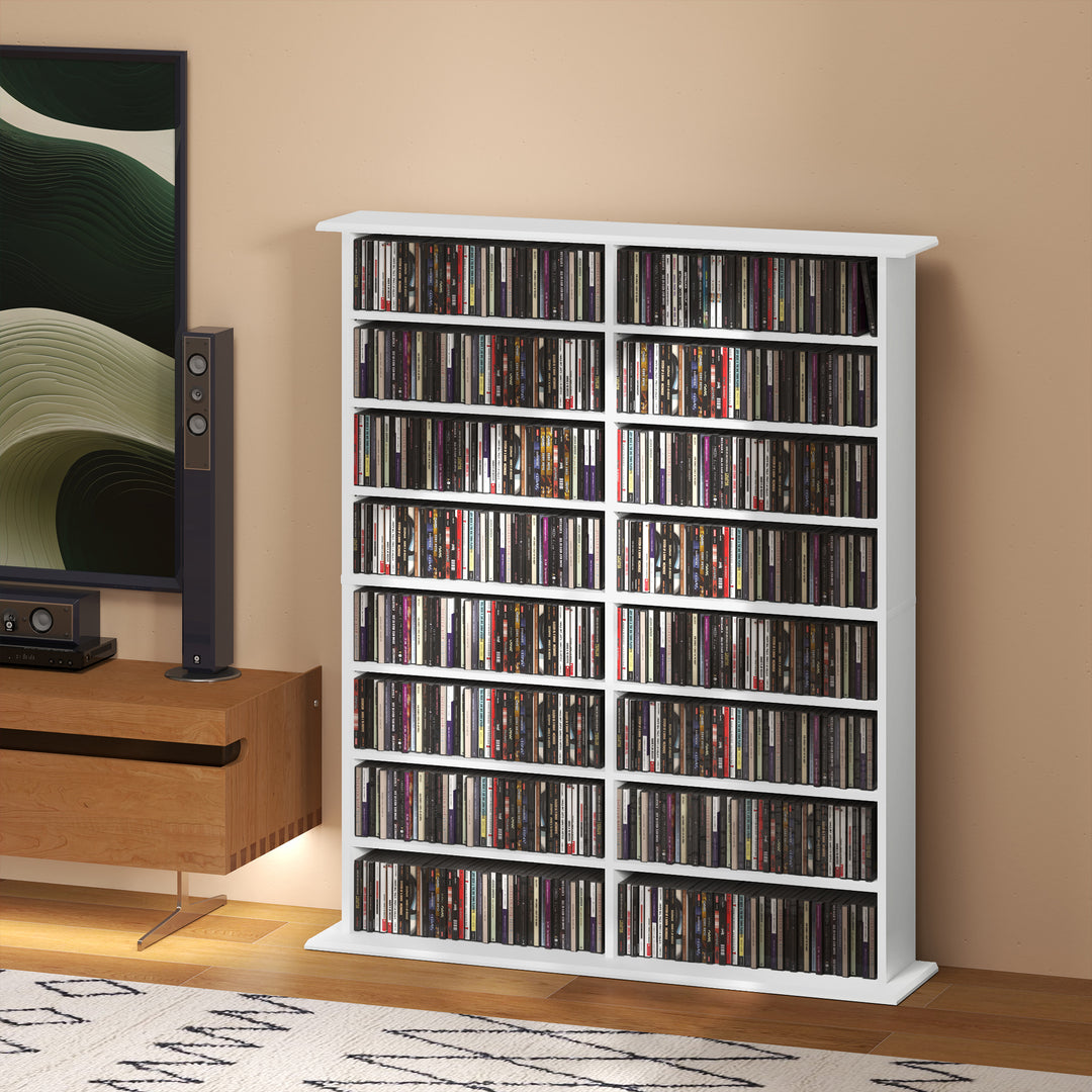 16-Compartment Media Shelf- White
