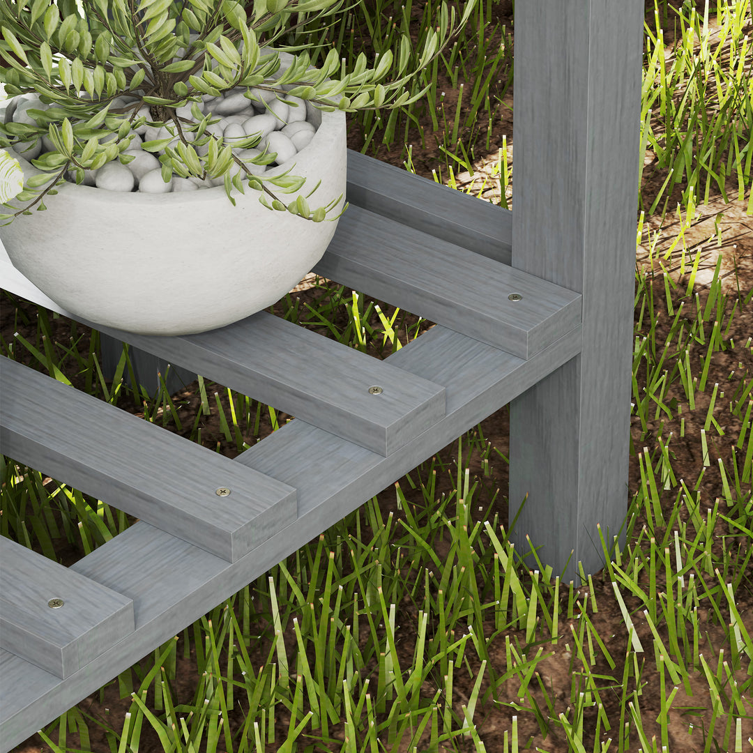 Wooden Two-Tier Raised Planter - Grey