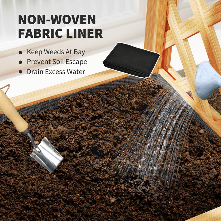 Wooden Raised Garden Bed with Trellis, Liner, Drainage Holes, for Vine Climbing Plants, Flowers, 83 x 36 x 145 cm