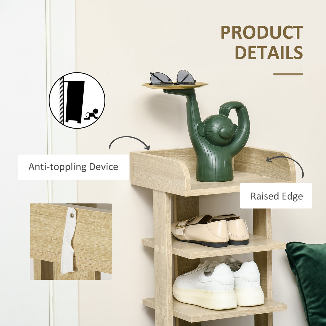 7 Tier Shoe Rack Organizer Storage Shelf Wooden Display Cabinet for Entryway Living Room Bedroom Oak