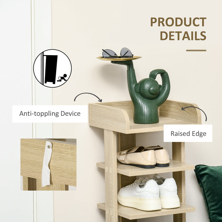7 Tier Shoe Rack Organizer Storage Shelf Wooden Display Cabinet for Entryway Living Room Bedroom Oak
