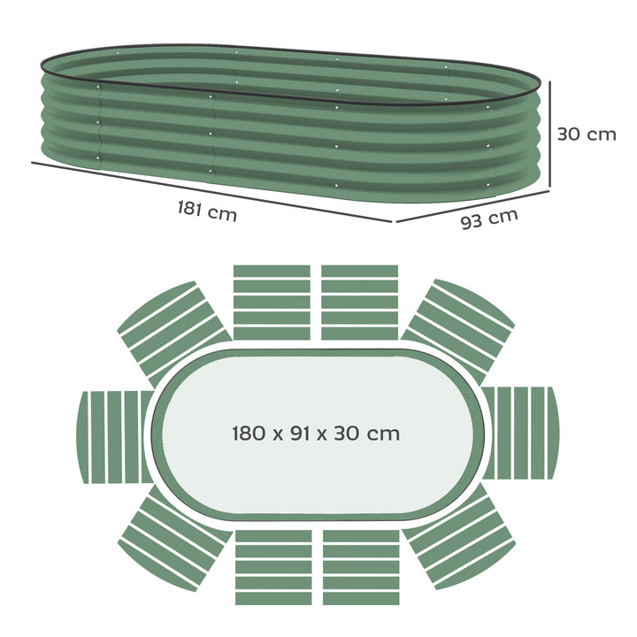 Set of Two 181 x 93cm Steel Planters - Green