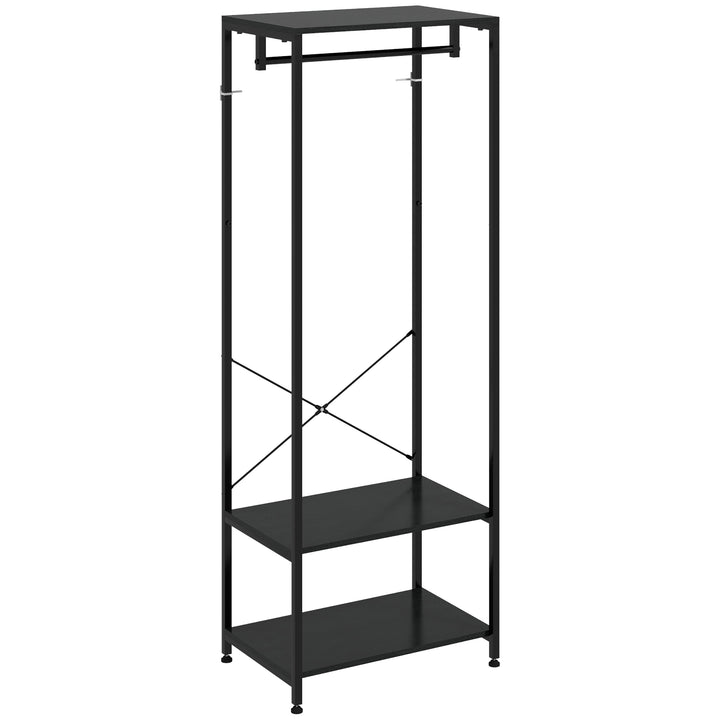 Hallway Coat Rack and Shoe Bench Tree - Black