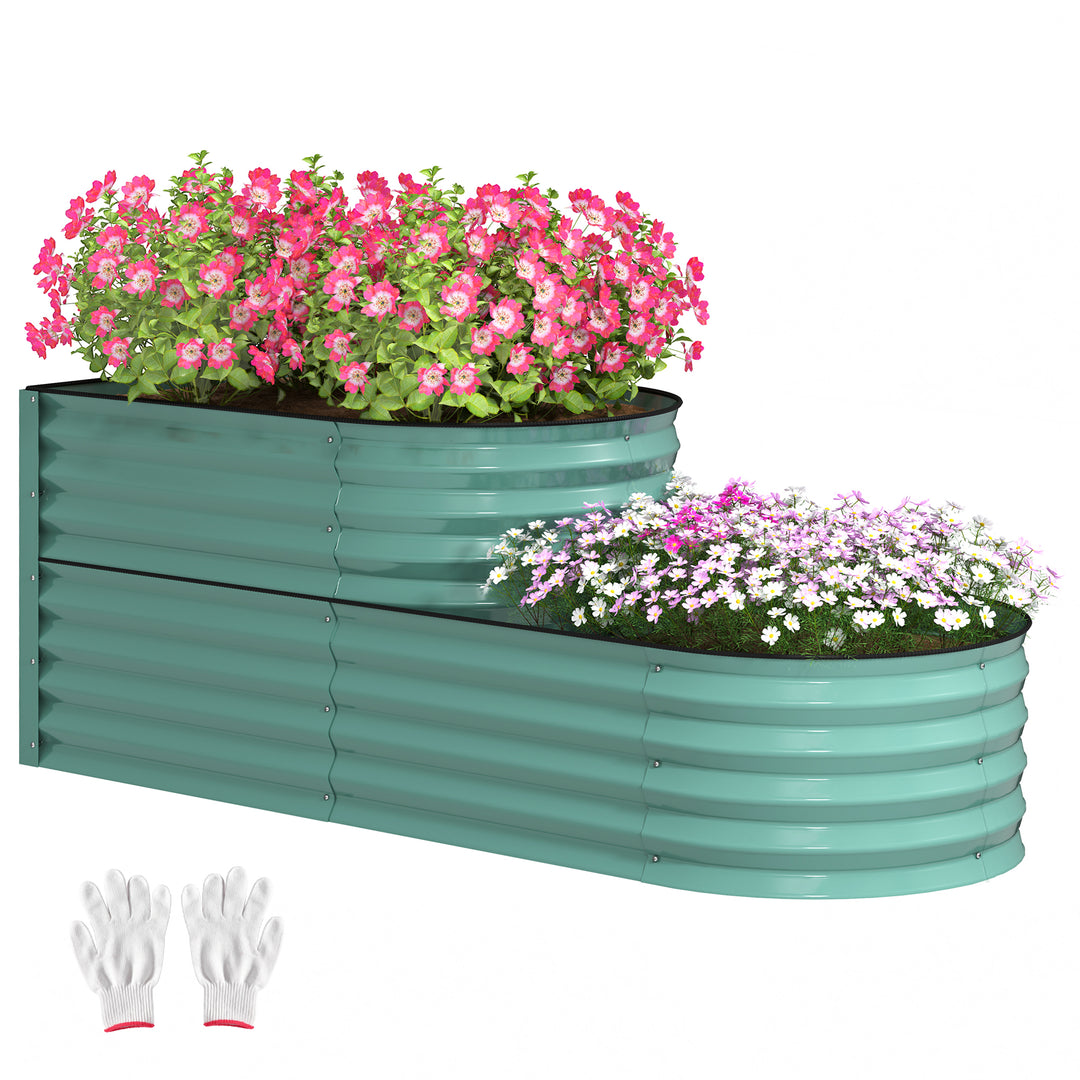 Two-Tier Galvanised Steel Garden Planter - Dark Green
