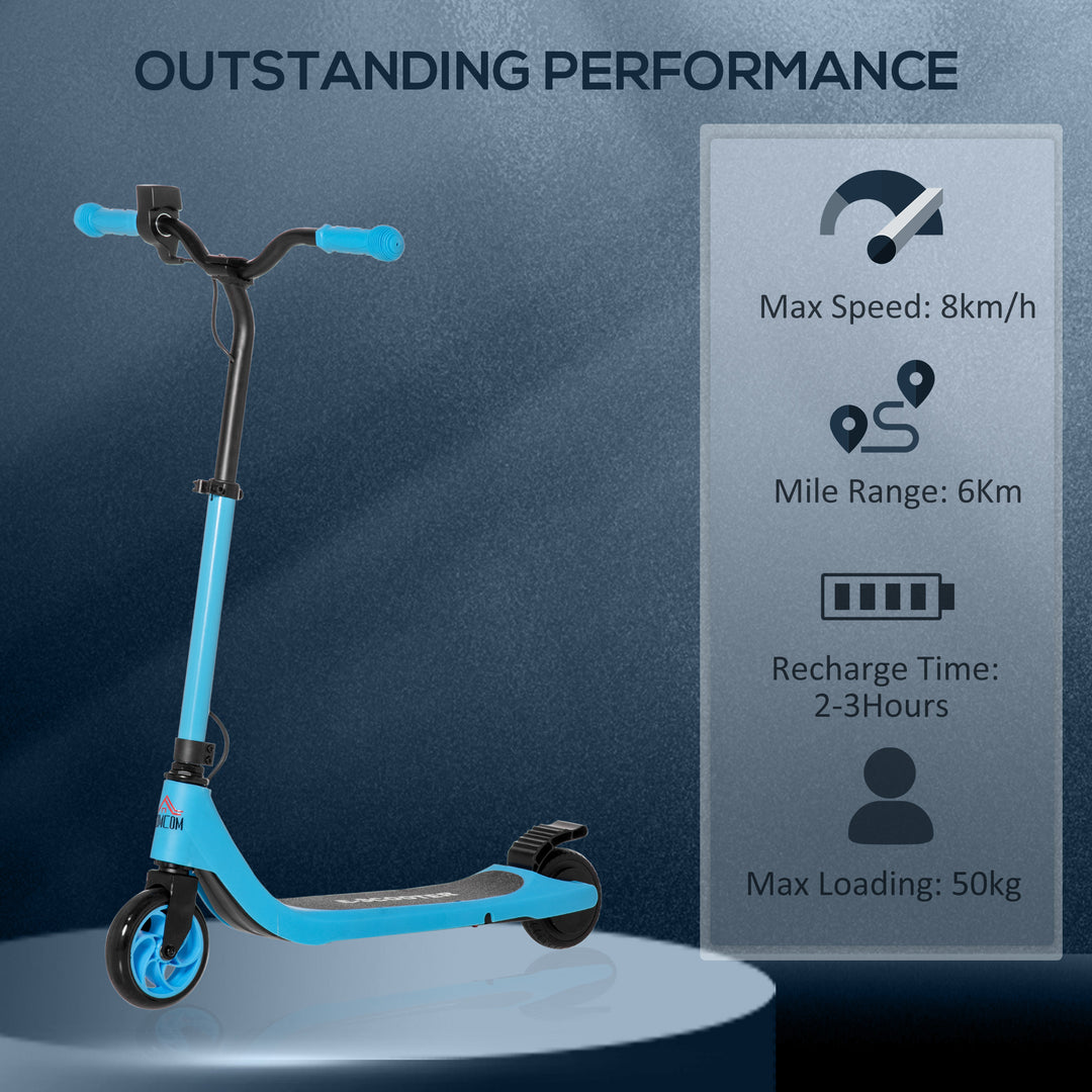 Electric Scooter, 120W Motor E-Scooter, Adjustable Height, Rear Brake for Ages 6+ Years - Blue