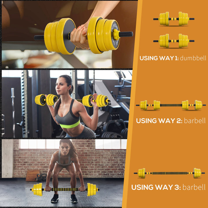 20KG Dumbbell & Barbell Adjustable Set Plate Bar Clamp Rod Home Gym Sports Area Exercise Ergonomic