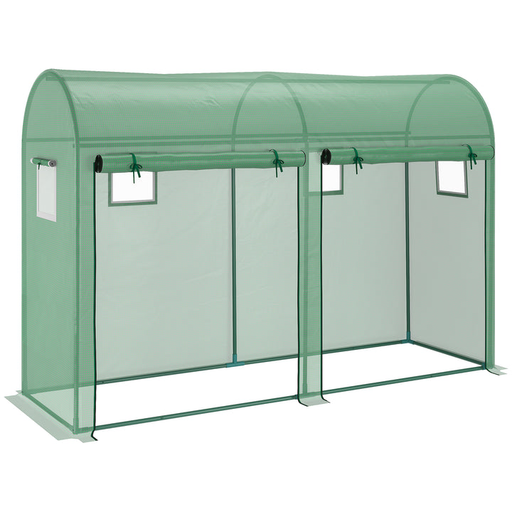 Walk-in Greenhouse, Tomato Greenhouse with Double Doors & 4 Windows, Garden Plant Growth Green House with PE Cover, Steel Frame, Green, 3 x 1 x 2 m