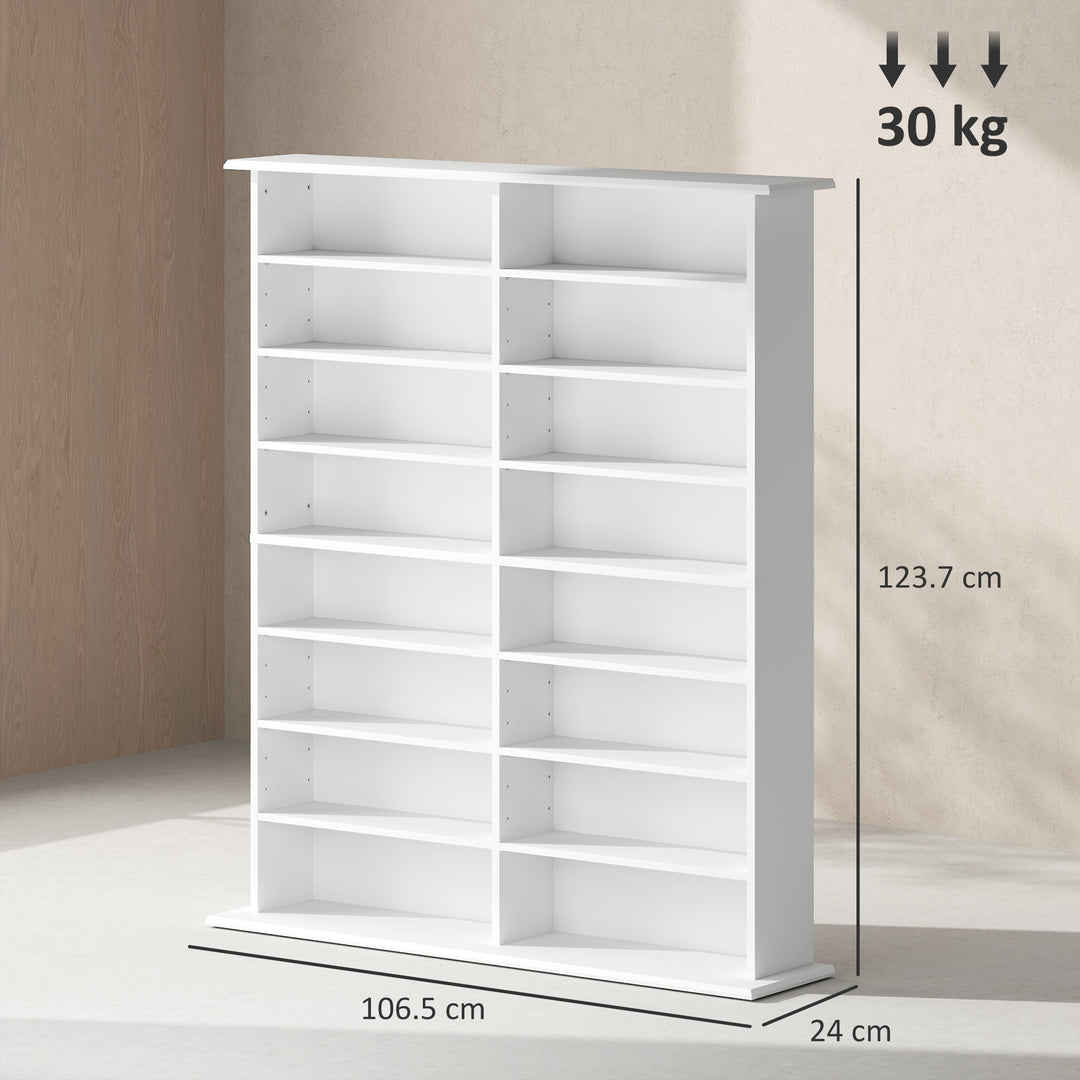 16-Compartment Media Shelf- White